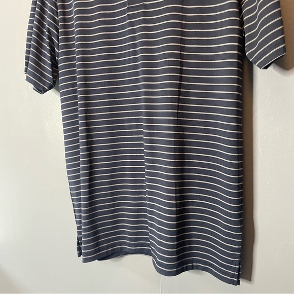 Arnold Palmer Men's Striped Polo golf Shirt - Navy Blue and white size medium - Picture 3 of 7